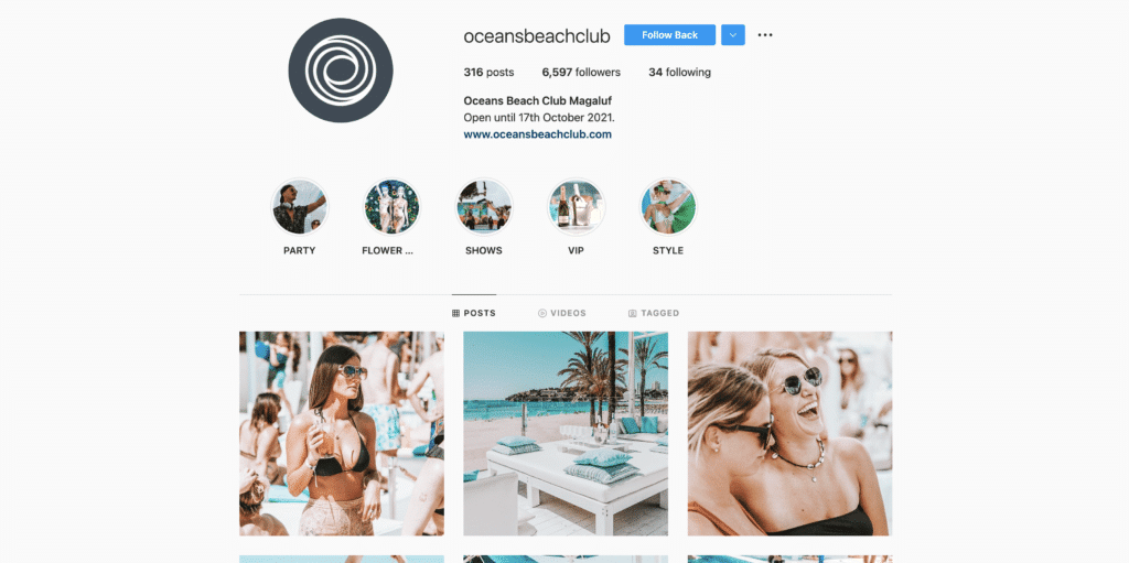 Oceans Beach Club instagram